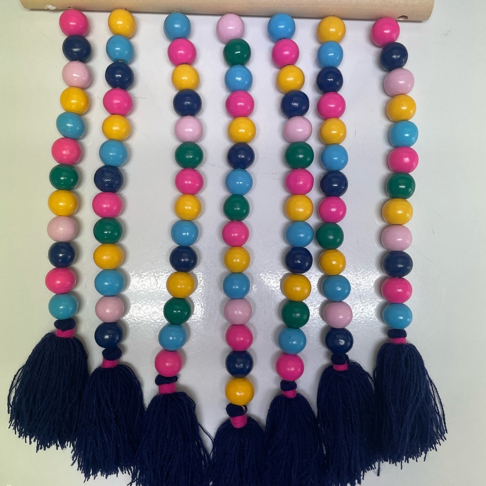 Colorful Beaded Wall Hanging with Tassels - Picture 5 of 5